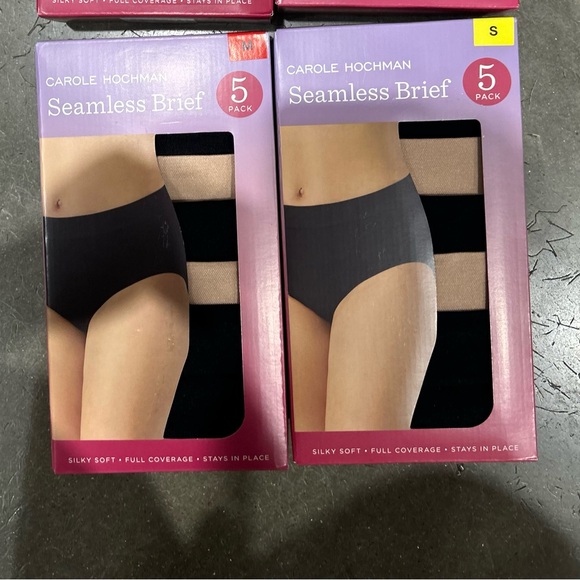 NWT Carole Hochman Women’s 5 Pack Seamless Briefs - black/ tan - Picture 1 of 4